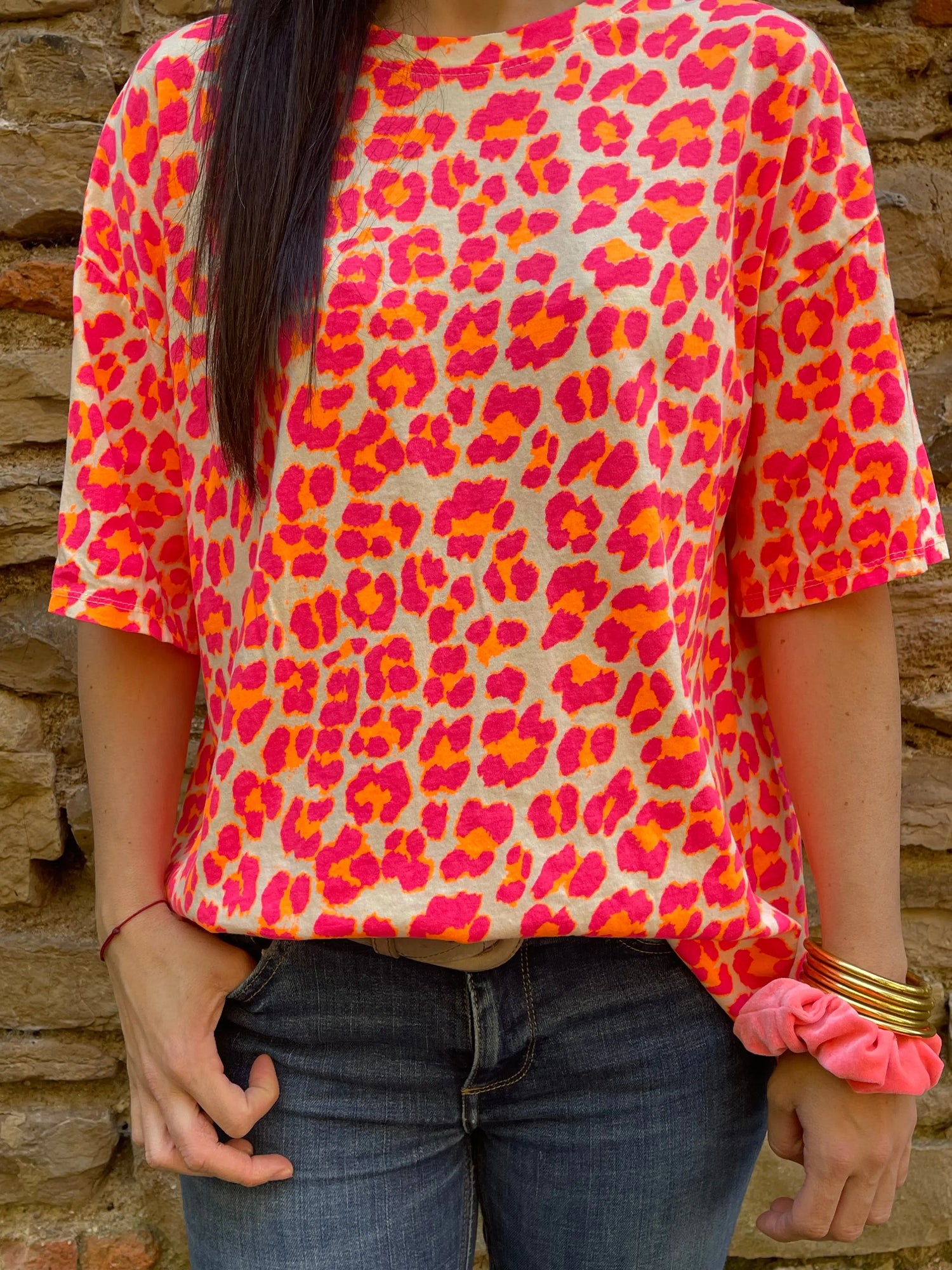 T-shirt LÉOPARD - Rose fluo Marguerite