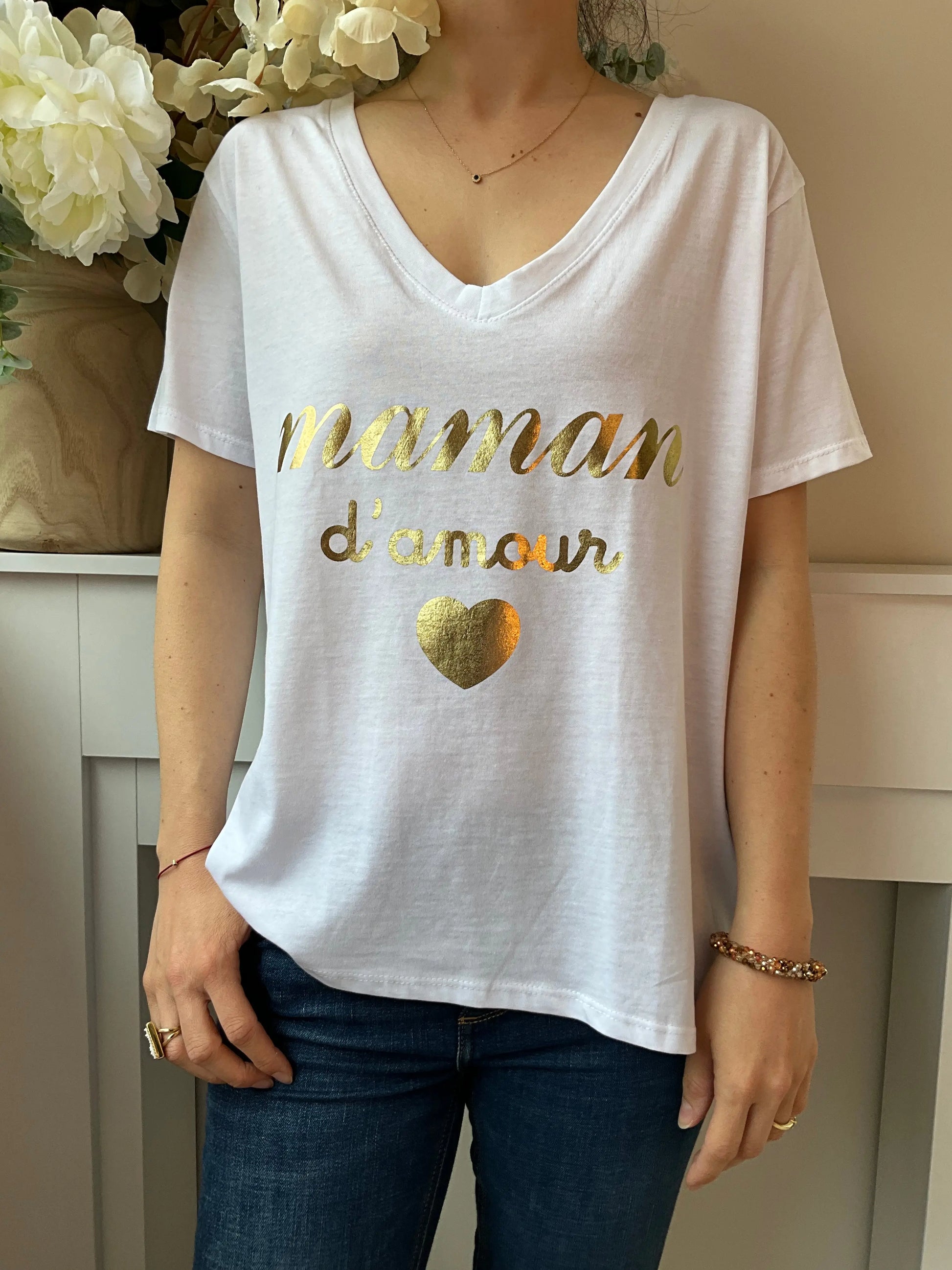 T-shirt MAMAN doré Marguerite
