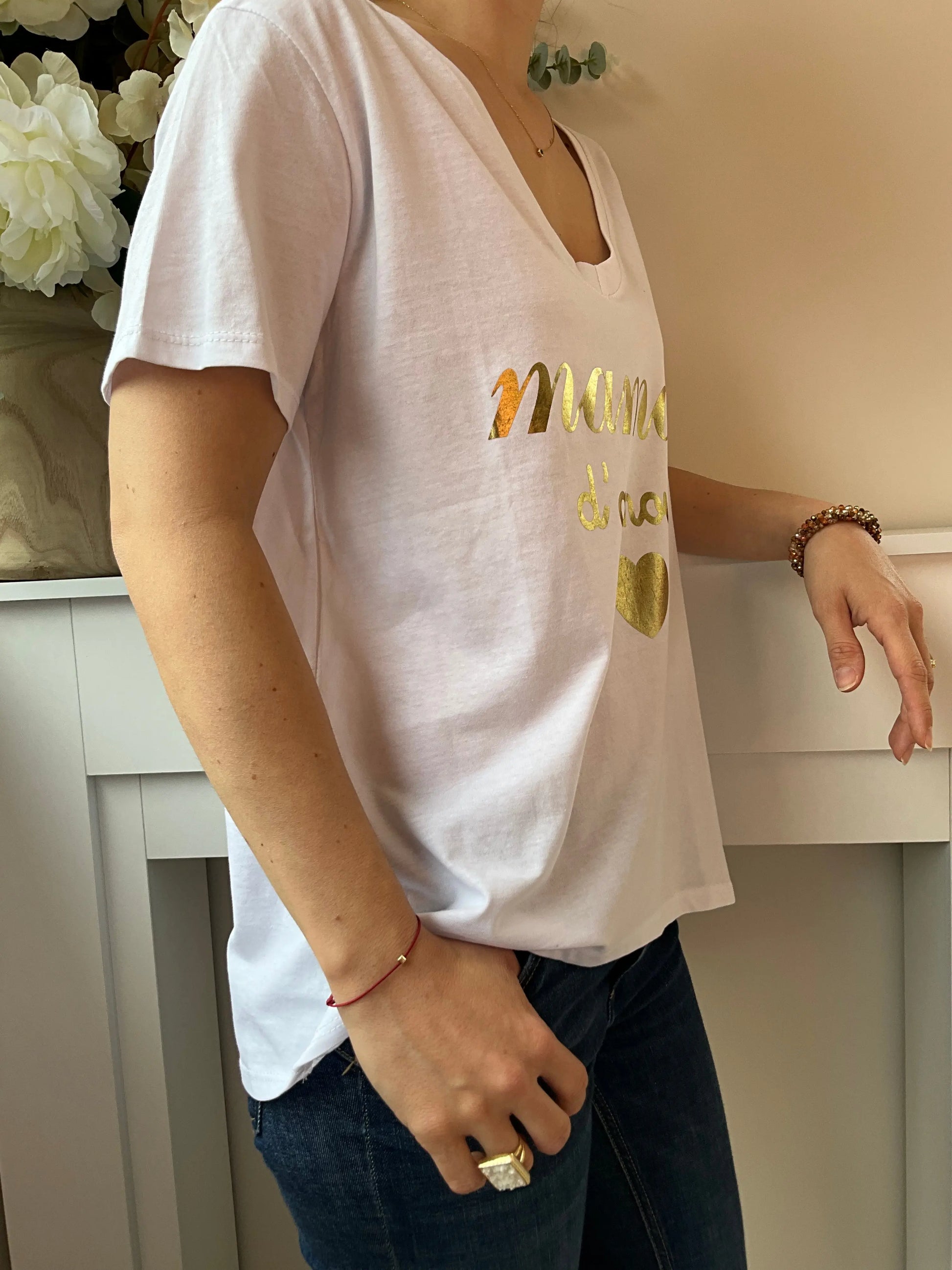 T-shirt MAMAN doré Marguerite