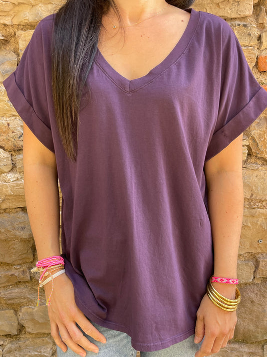 T-shirt SMILE - Aubergine Marguerite