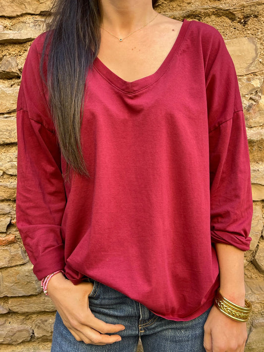 T-shirt SMILE - Bordeaux Marguerite