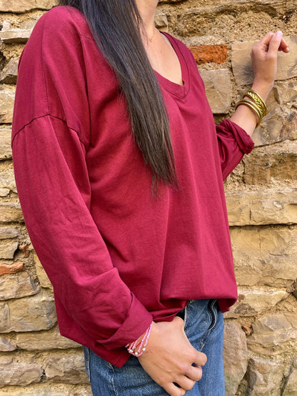 T-shirt SMILE - Bordeaux Marguerite