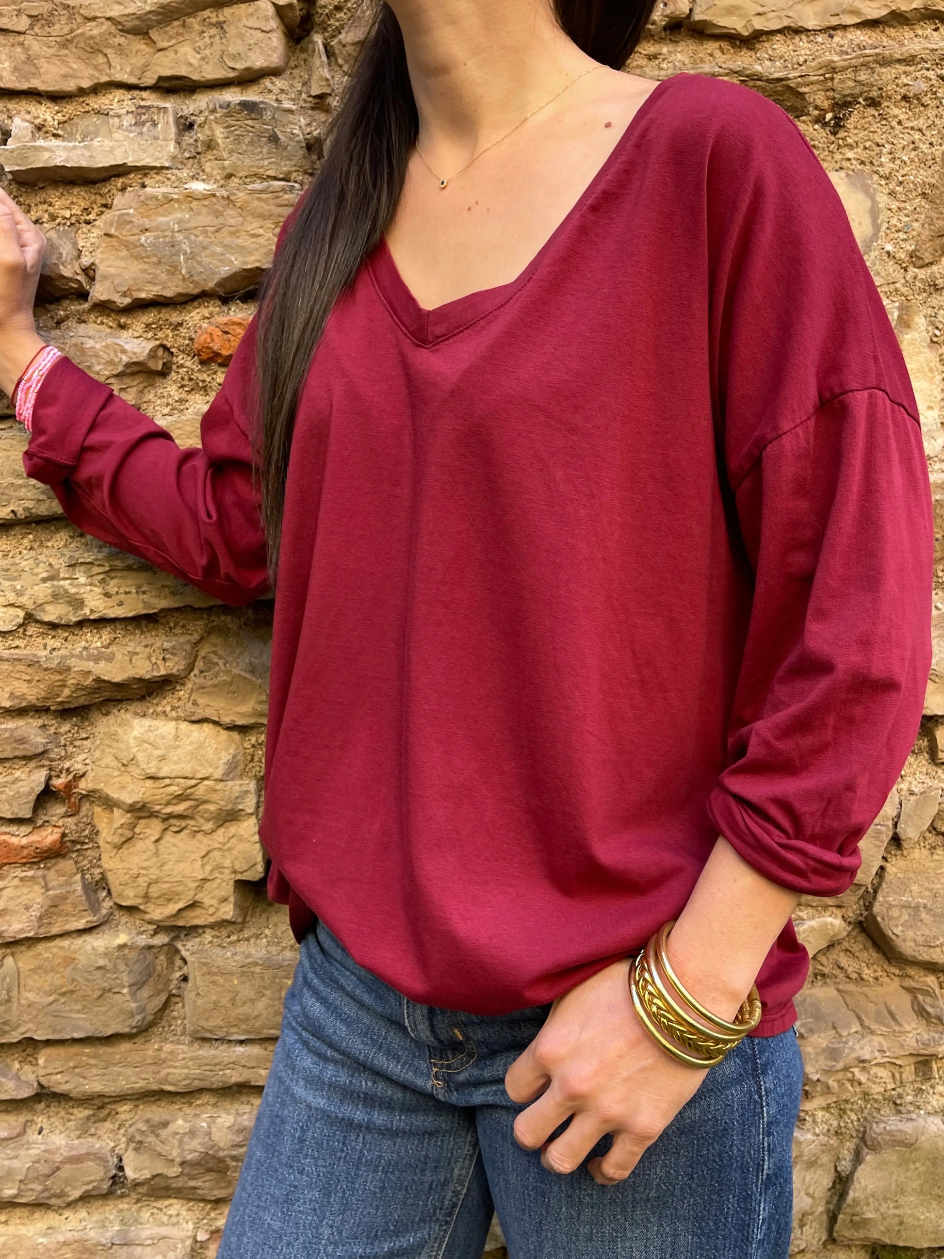 T-shirt SMILE - Bordeaux Marguerite