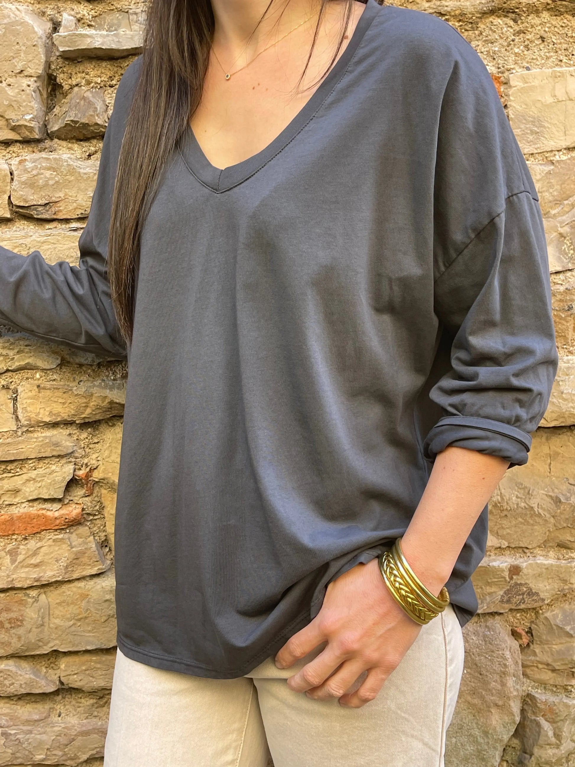 T-shirt SMILE - Gris Marguerite