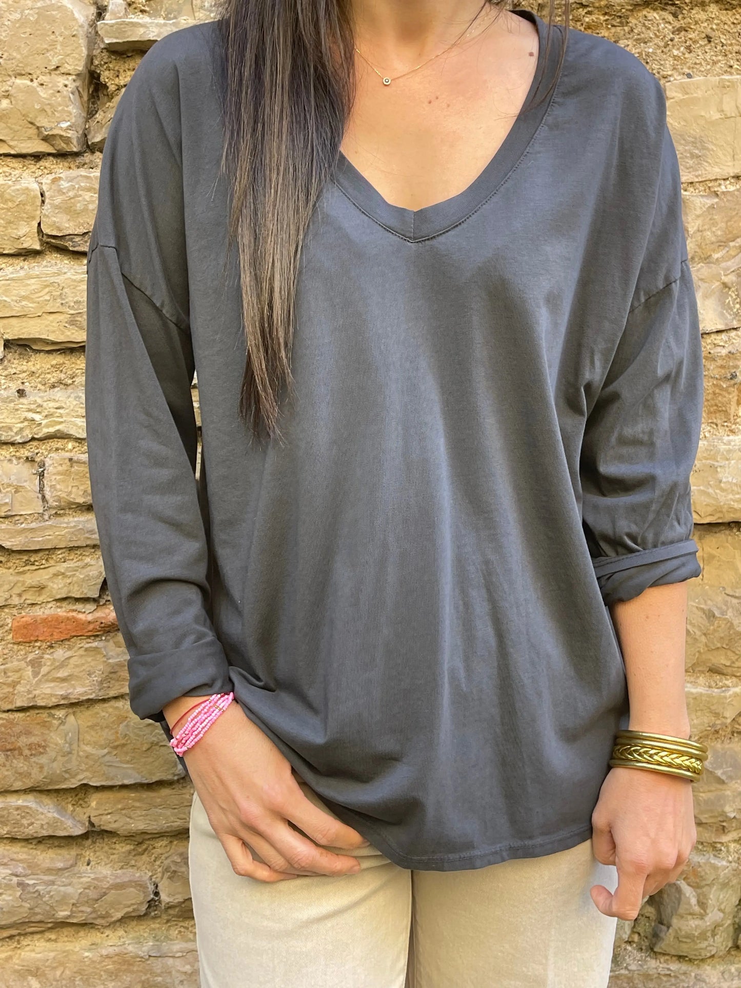 T-shirt SMILE - Gris Marguerite