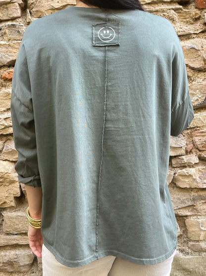 T-shirt SMILE - Kaki Marguerite