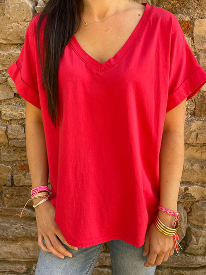 T-shirt SMILE - Rouge Marguerite