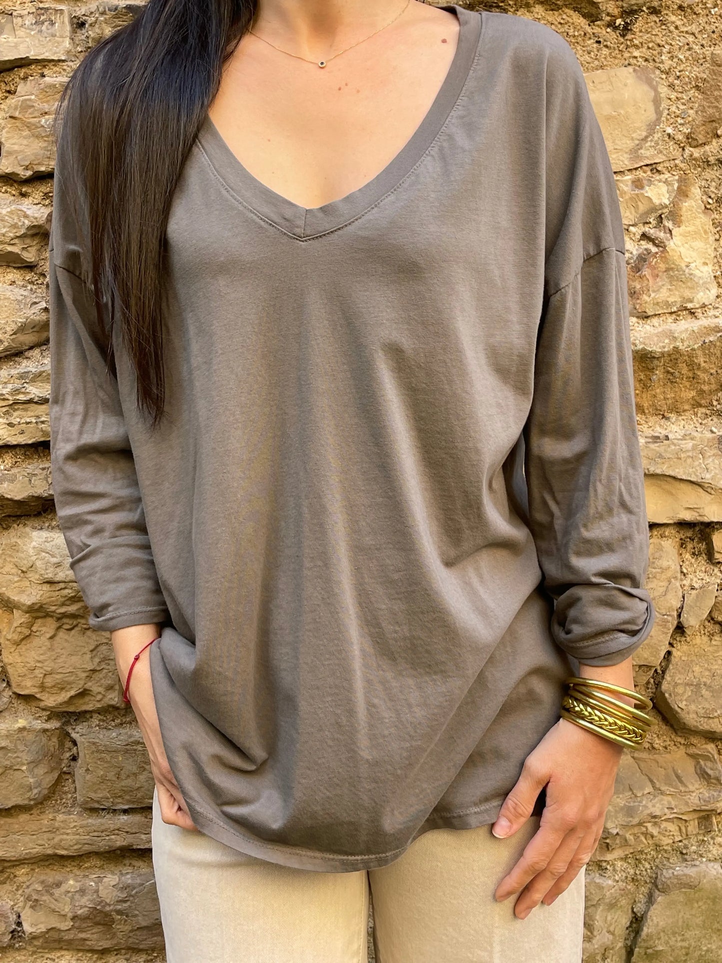 T-shirt SMILE - Taupe Marguerite