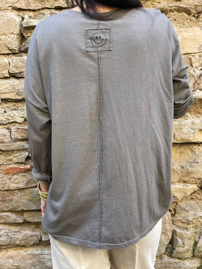 T-shirt SMILE - Taupe Marguerite