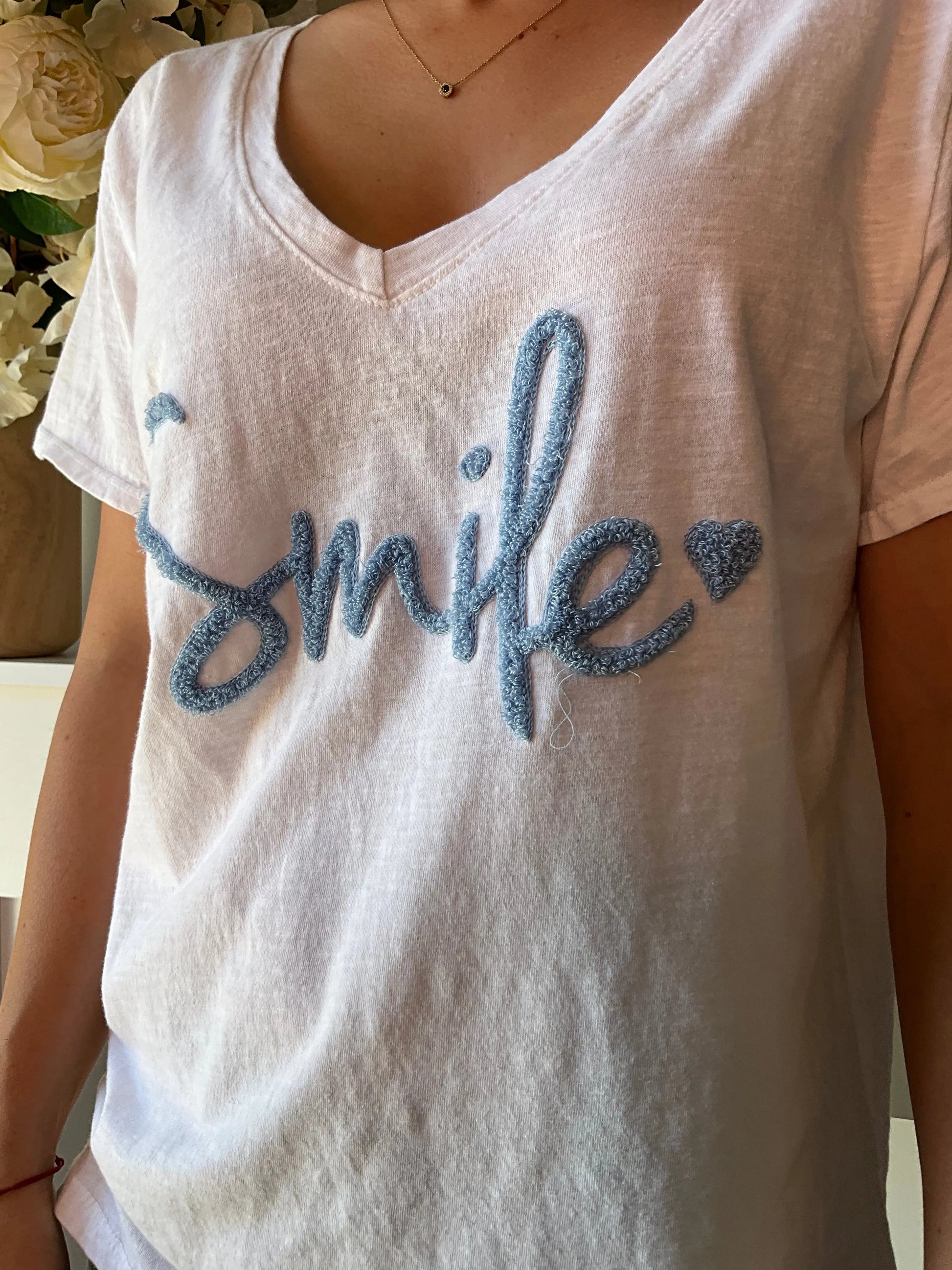 T-shirt SMYLE Blanc Marguerite