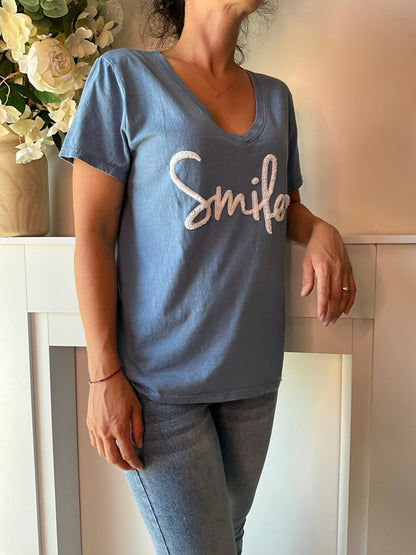 T-shirt SMYLE bleu Marguerite