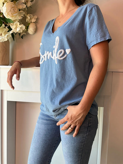 T-shirt SMYLE bleu Marguerite