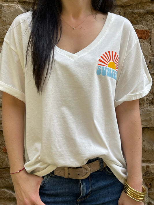 T-shirt SUNSETS - Blanc Marguerite