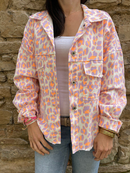 Veste LÉOPARD - Violet et Orange fluo Marguerite